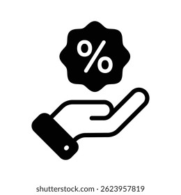 A captivating glyph style icon of discount offer