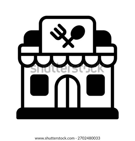 A captivating glyph style icon showing restaurant building