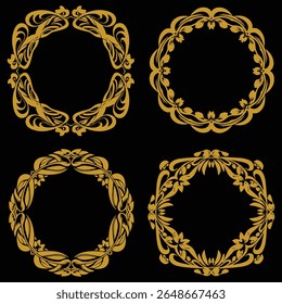 Captivating Gold Floral Borders Decorative Collection Entrancing Premium Appeal