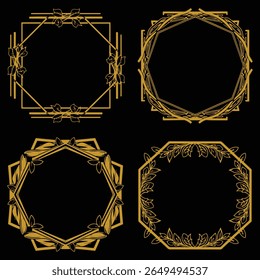 Captivating Gold Floral Borders Decorative Collection Entrancing Premium Visuals Set