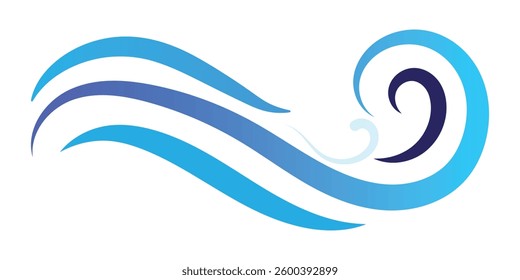 A captivating graphic of intertwined, stylized blue water waves on a white background.