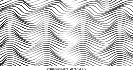 A captivating grayscale abstract pattern featuring numerous overlapping wavy lines.