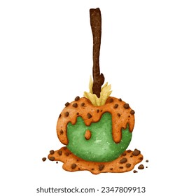 Captivating Halloween Illustration Set: Featuring a pumpkin, ghost, poison, cauldron, garland, candy, witch hat, skull, and vector art in a mesmerizing watercolor style. This collection is beautifully
