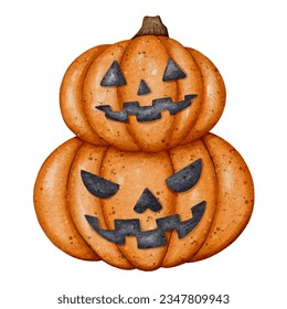 Captivating Halloween Illustration Set: Featuring a pumpkin, ghost, poison, cauldron, garland, candy, witch hat, skull, and vector art in a mesmerizing watercolor style. This collection is beautifully