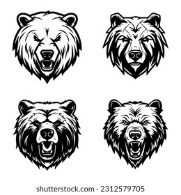 Una fascinante ilustración de diseño del logo del oso dibujado a mano, exuberante poder y gracia. Ideal para organizaciones de conservación de la vida silvestre, equipos deportivos y marcas de ropa. Majestuoso, feroz, simbólico, atemporal.