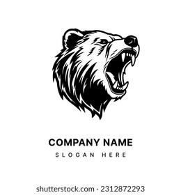 A captivating hand drawn bear logo design illustration, exuding power and grace. Ideal for wildlife conservation organizations, sports teams, and apparel brands. Majestic, fierce, symbolic, timeless.