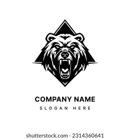 A captivating hand drawn bear logo design illustration, exuding power and grace. Ideal for wildlife conservation organizations, sports teams, and apparel brands. Majestic, fierce, symbolic, timeless.