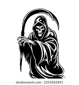 Captivating hand drawn depiction of the Grim Reaper, evoking a sense of intrigue and contemplation about the mysteries of life and the afterlife.