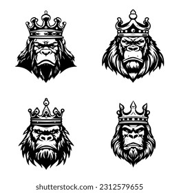 Captivating hand drawn gorilla logo design, featuring bold lines and fierce expression, representing resilience, determination, and primal instincts. A perfect blend of strength and elegance.