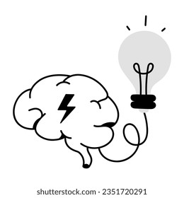 Captivating hand drawn icon of brainstorming 