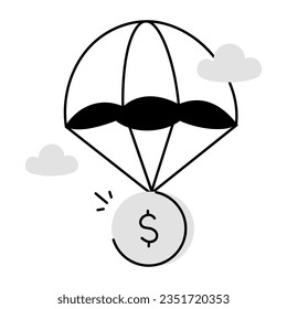 Captivating hand drawn icon of dollar inflation 