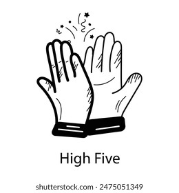 A captivating hand drawn icon of high five gesture  