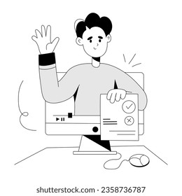Ilustración de vídeo ilustrada a mano que cautiva la encuesta 