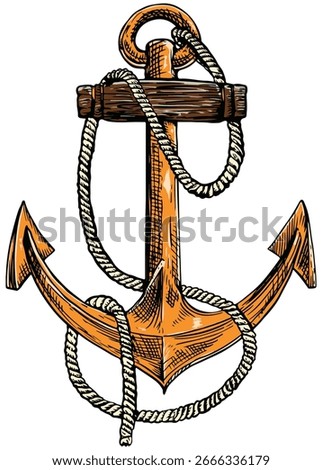 Captivating hand-drawn anchor vector illustration that stands out with its unique artistry
