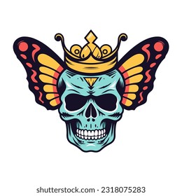 A captivating hand-drawn logo design featuring a skull with intricate wings, exuding edgy and rebellious vibes