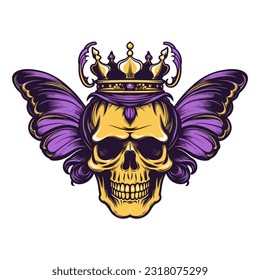 A captivating hand-drawn logo design featuring a skull with intricate wings, exuding edgy and rebellious vibes