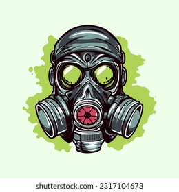 A captivating hand-drawn logo design illustration of a zombie donning a gas mask. The intricate details and chilling atmosphere make this artwork a perfect choice for horror and survival-themed projec