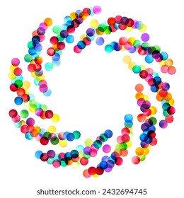 A captivating helical arrangement of glossy dots in a full spectrum of colors against a transparent background, suggesting a dynamic, three-dimensional swirl.