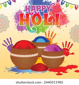 A captivating Holi banner with dynamic imagery and bold graphics, designed to create impact on social media feeds and inspire viewers to participate in the colorful festivities of the festival.