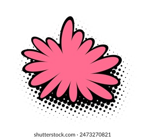 A captivating hot pink floral silhouette bursts across a dotted monochrome background, infusing a pop art sensibility with a splash of color.