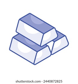 A captivating icon of gold bars, modern gold ingots vector design, finance related concept isometric icon