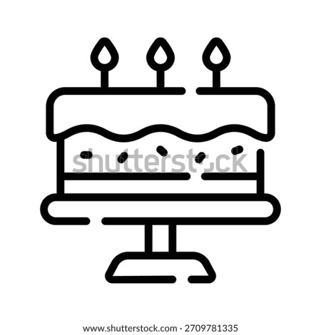 A captivating icon showing birthday cake in linear style