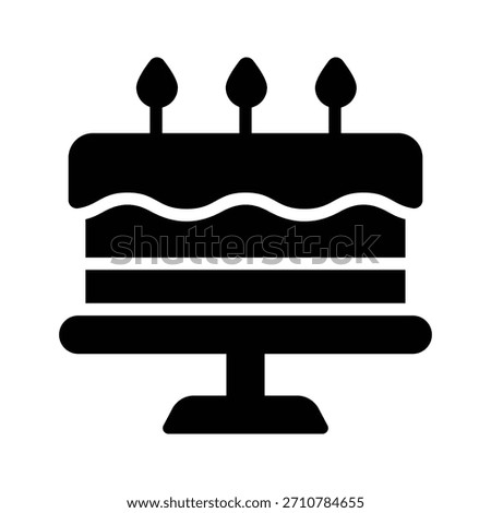 A captivating icon showing birthday cake in glyph style