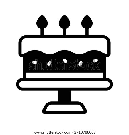 A captivating icon showing birthday cake in glyph style