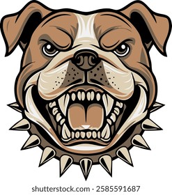 Captivating illustration of bulldog showcasing intense look with exposed teeth, perfect for marketing campaigns that require strong visual impact. Vector illustration.