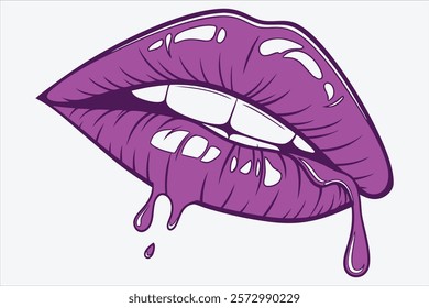 A captivating illustration featuring a close-up of a woman's royal purple lip.