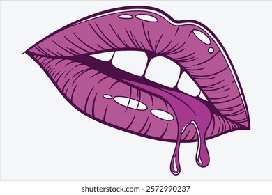 A captivating illustration featuring a close-up of a woman's royal purple lip.