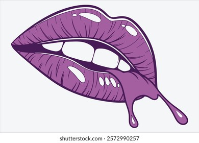 A captivating illustration featuring a close-up of a woman's royal purple lip.