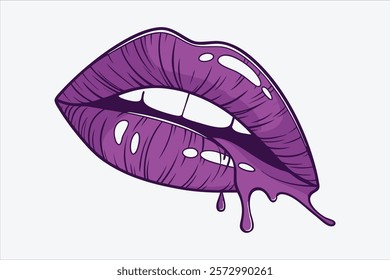 A captivating illustration featuring a close-up of a woman's royal purple lip.