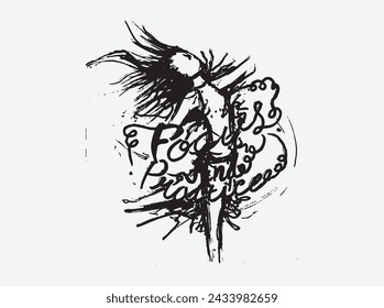 A captivating illustration in ink portrays the delicate balance of focus. The image captures the essence of concentration, with meticulously crafted calligraphic typography seamlessly integrating into