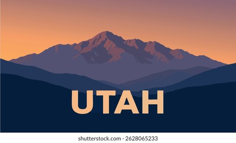 Ilustração cativante da cordilheira Wasatch em Utah, mostrando a paisagem montanhosa com resorts de esqui aninhados no vale