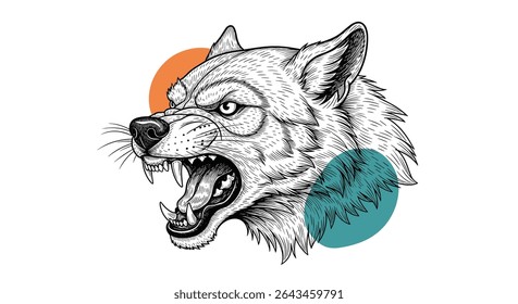 Captivating Illustration of a Wolf with Geometric Accents for Modern Artistic Appeal Design