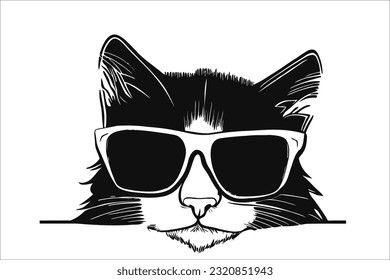 Imagen cautivadora de un lindo gato que luce gafas de sol, ofreciendo versatilidad para una serie de proyectos. Perfecto para emprendimientos artísticos, emprendimientos de diseño y creaciones imaginativas.