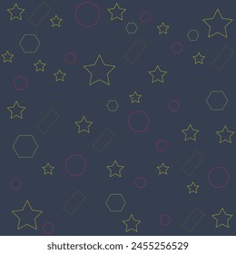 captivating image features a dark blue background adorned with an intricate pattern of outlined shapes