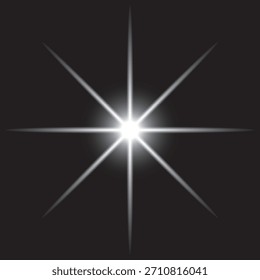 A captivating image showcasing a radiant eight-pointed starburst, its luminous rays piercing through a dark backdrop, creating a mesmerizing visual effect.