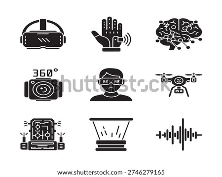 Captivating immersive interface icons with deep and engaging silhouette designs