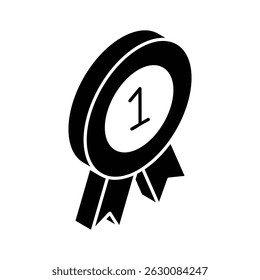 A captivating isometric filled icon of first position trophy