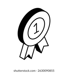 A captivating isometric filled icon of first position trophy
