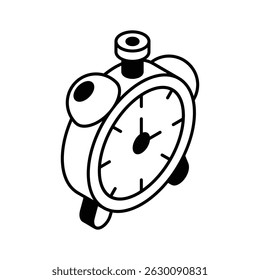A captivating isometric filled icon of ringing alarm