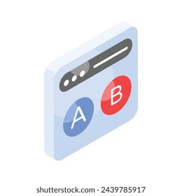 A captivating isometric icon of ab testing in editable style, ready for premium use
