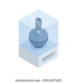 A captivating isometric icon of artistic vase display shelf
