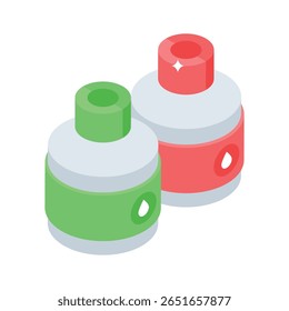 A captivating isometric icon of closed paint jars