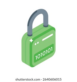 A captivating isometric icon of code encryption padlock