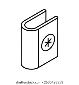 A captivating isometric icon of detailed medical book