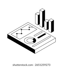 A captivating isometric icon of a digital data report