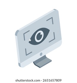 A captivating isometric icon of digital eye scan